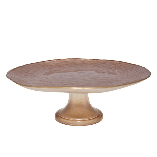 Beige cake dish gilded edge 28cm