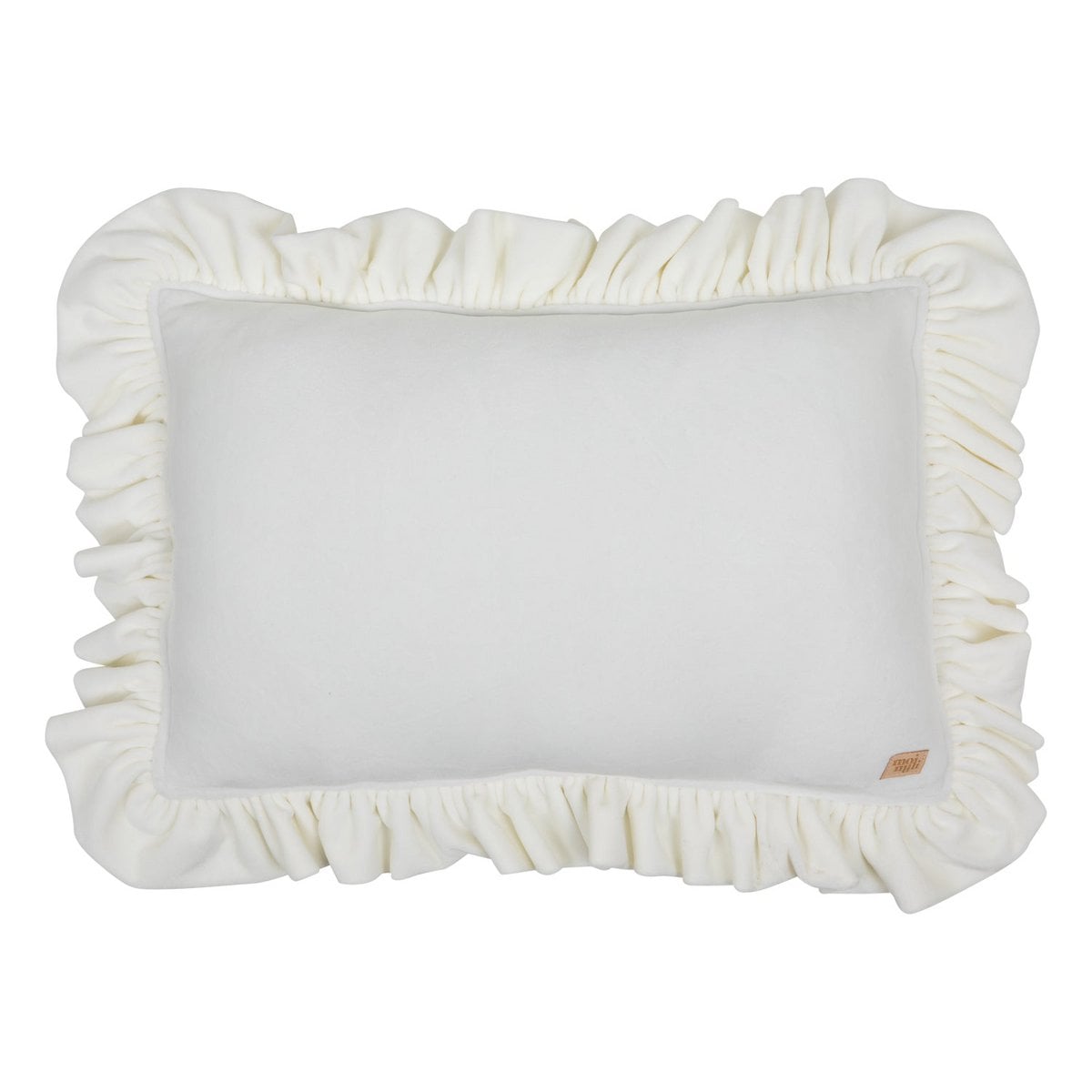 Soft Velvet Pillow with Frill “White”