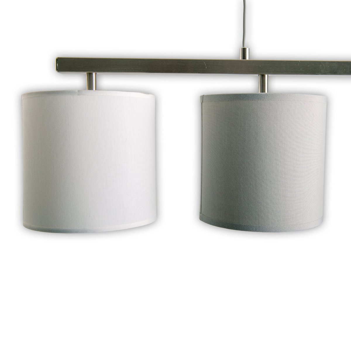 4 pendant lamp "Tilde", classic metal pendulum lamp and textile in gray and white, with E27 frame, height adjustable, 86 cm long, ideal as dining lamp