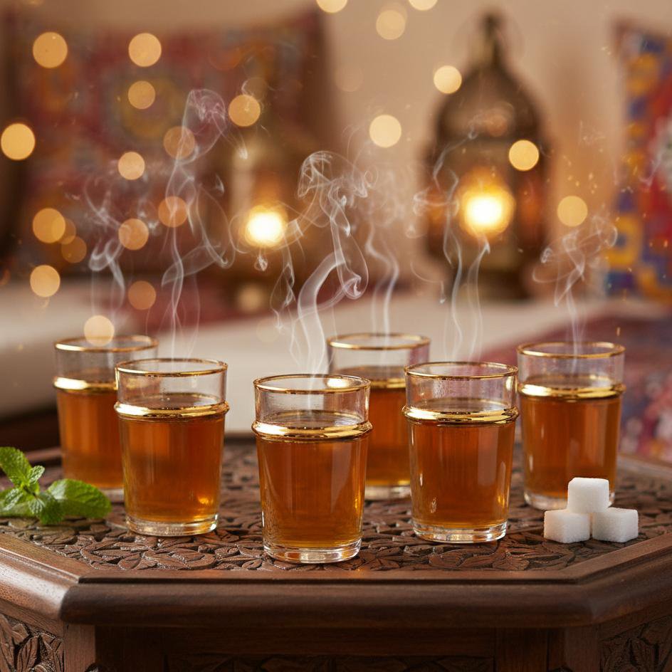 Glass gold edges tea cups 175ml - Lot of 6