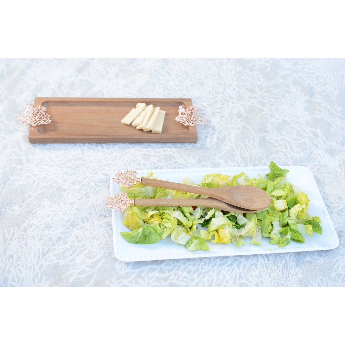 Rectangular white melamine tray rope 43.5x21x2.5cm