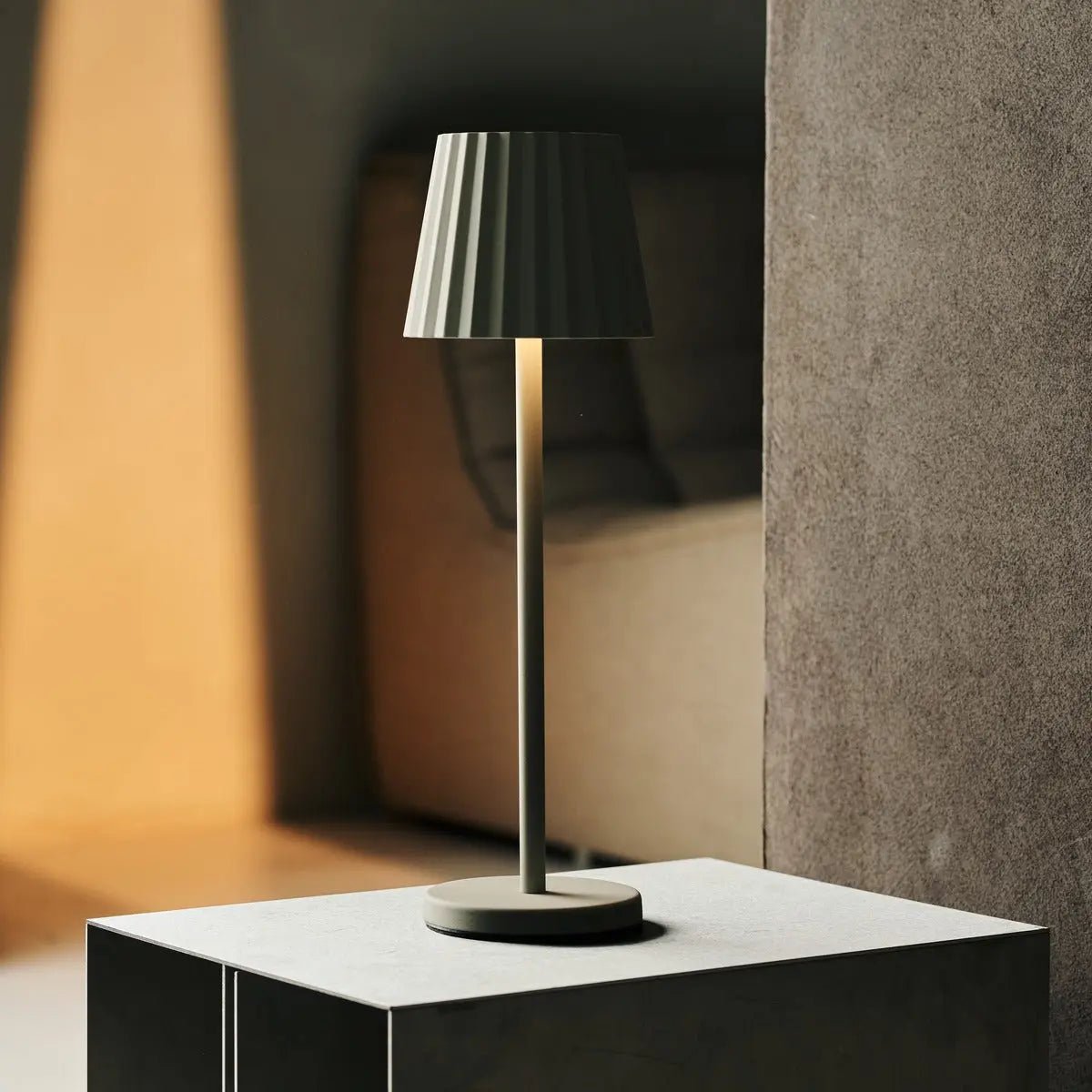 Maya Shadow Grey Ribbed Table Lamp