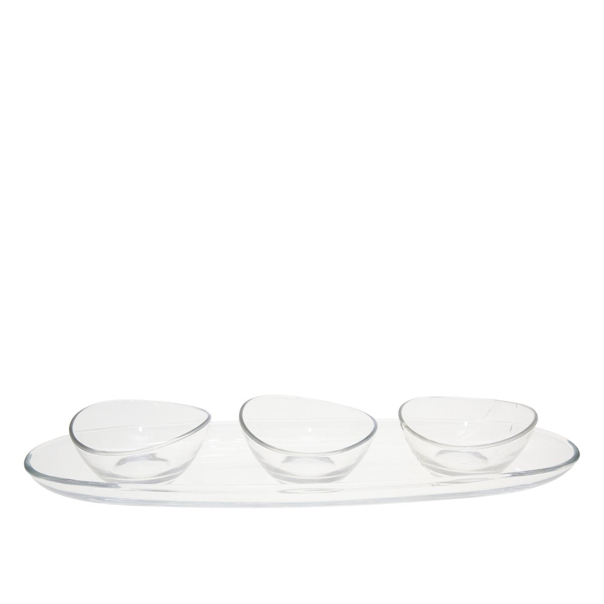 Aperitifset med 3 koppar på transparent platå 50cm