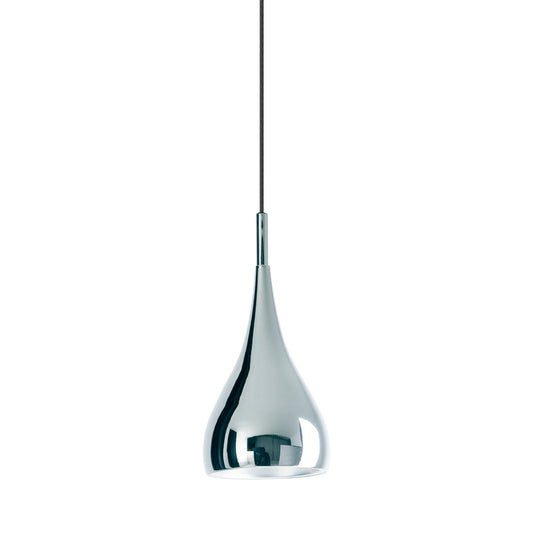 Pendellampa "Style", retroklassiker, taklampa av kromglänsande metall med E27-sockel, skärm Ø15 cm, perfekt för matsal, vardagsrum och kök.