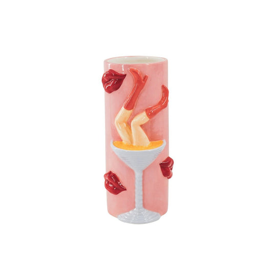 Blomvas - Pornstar Martini-vas - Keramik - Rosa/röd - 14x12,5x28 cm