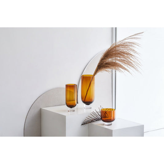 Modern lyxig 9MM tjock vas i glas, Sober Design, mycket hög, varm mörk orange, OMAHA36AM