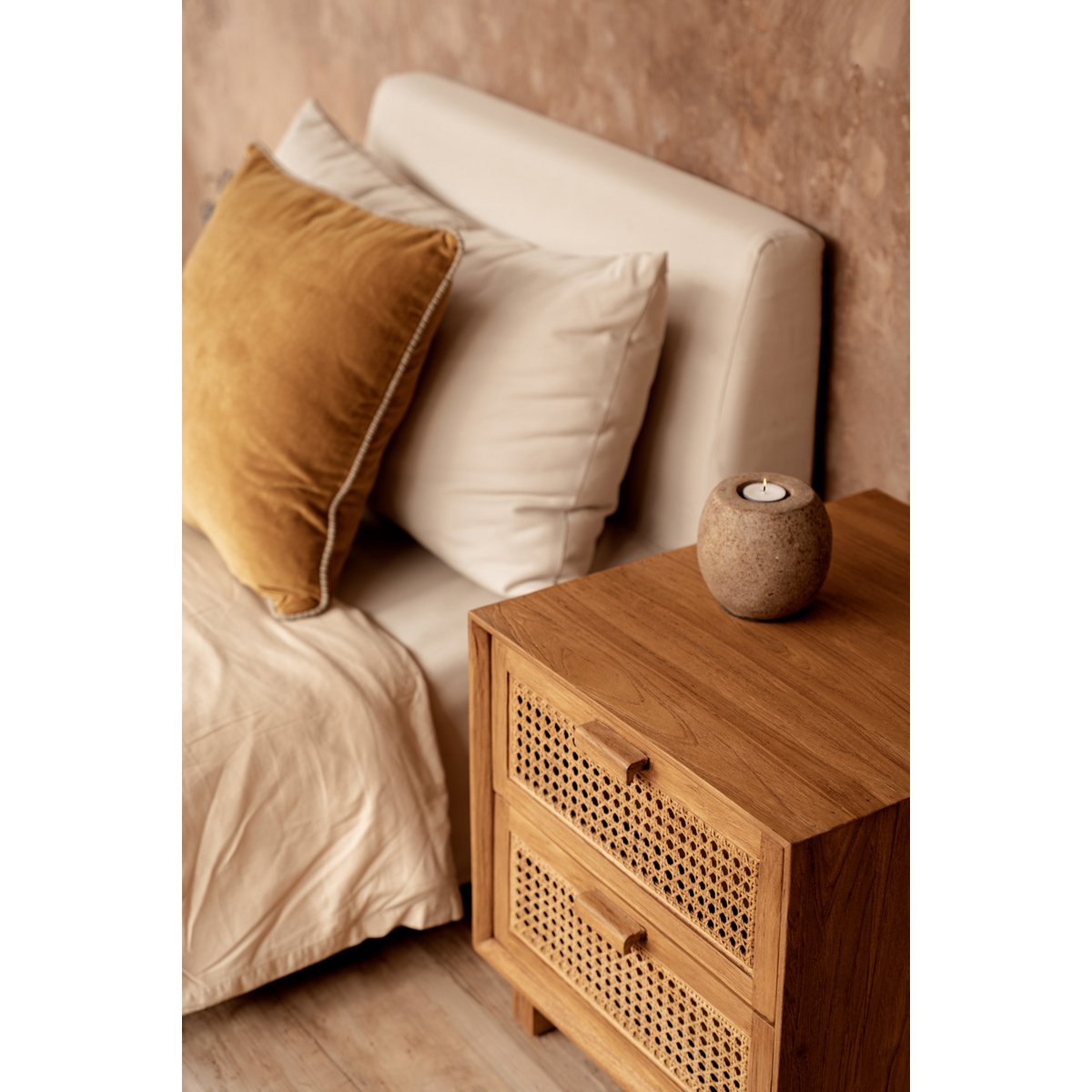 Kuddfodral Sammet Krossad - Senapsgul - 50x50