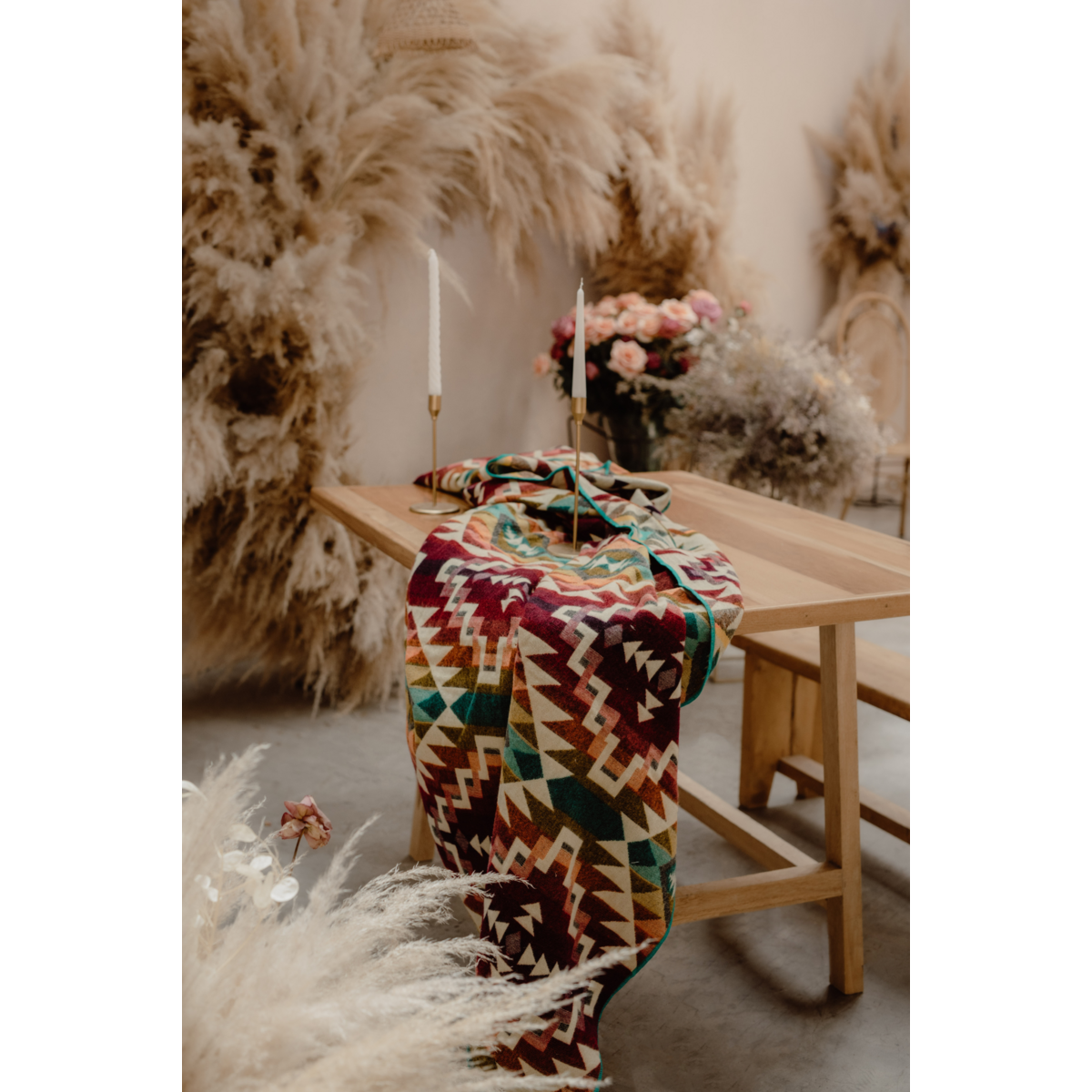 Ecuadorian alpaca blanket | native blanket | Chimborazo Pink