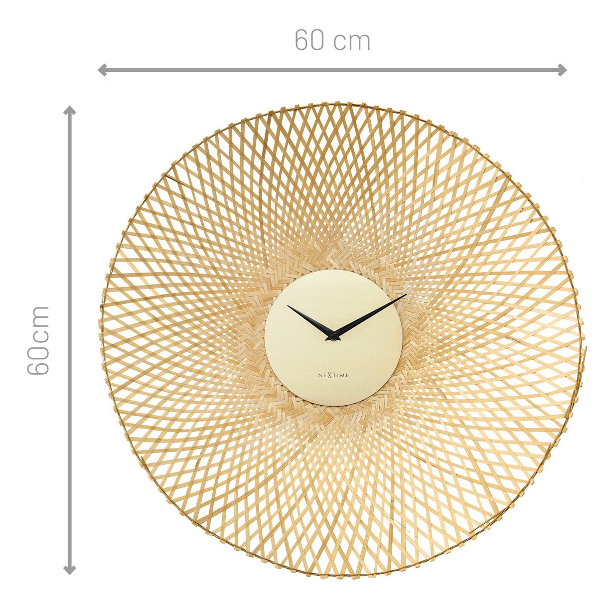 Väggklocka 60cm-Tyst-Brun/Svart-Bambu-NeXtime 'Vortex'