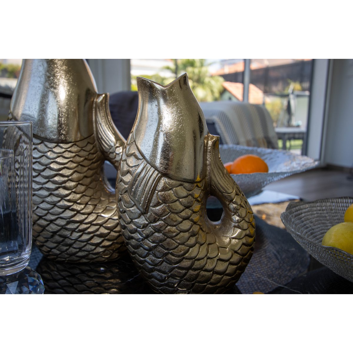 Golden fish vase 16x10x24.5cm