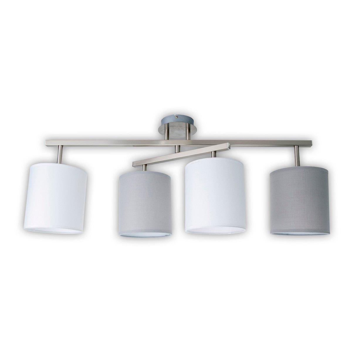 4 taklampa "Tilde", klassisk taklampa i metall och textil i grått med E27-sockel, 82 cm lång, skärmarna är justerbara, perfekt för vardagsrum, matsal och sovrum