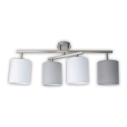 4 ceiling lamp "Tilde", classic metal ceiling lamp and textile in gray with E27 socket, 82 cm long, the umbrellas are adjustable, ideal for living room, dining room and bedroom