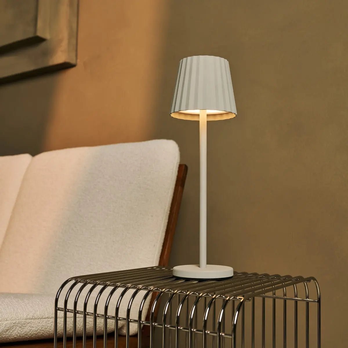 Maya Shadow Grey Ribbed Table Lamp