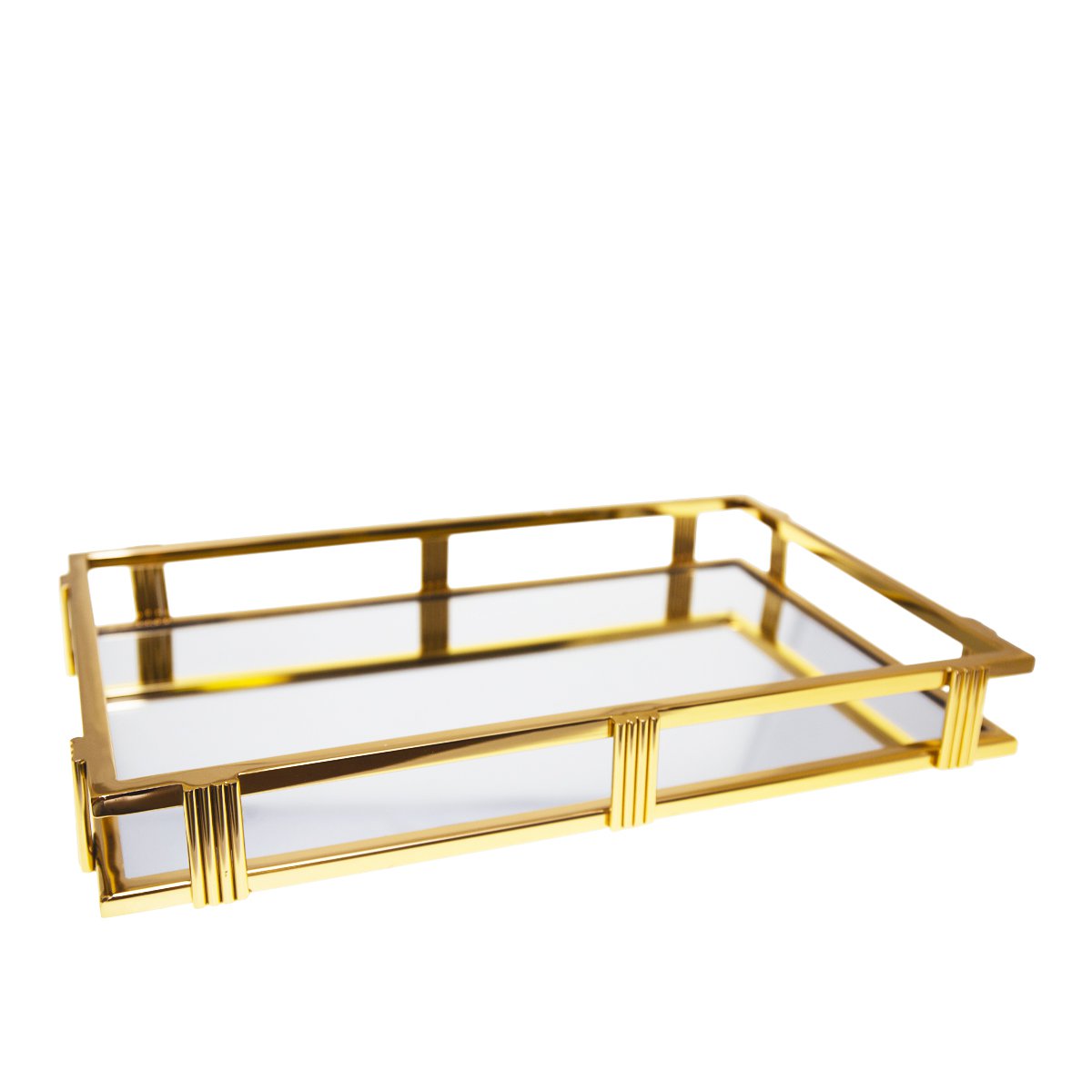 Gyllene rektangulär spegelbricka 42x27x5cm