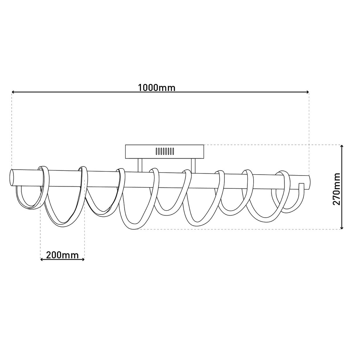 LED ceiling lamp "Belleza", modern metal ceiling lamp and plastic in nickel matt and white, with firmly built -in LEDs, 100cm long. The ideal lighting for living room, dining room or kitchen.