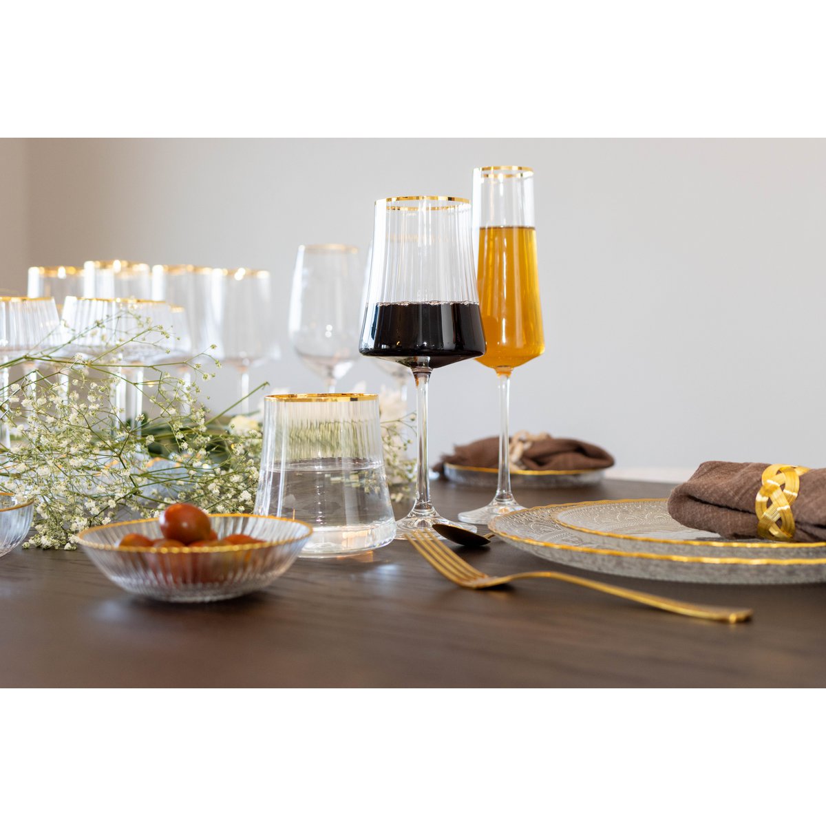 Champagneglas med guldkant 210 ml - Förpackning med 6
