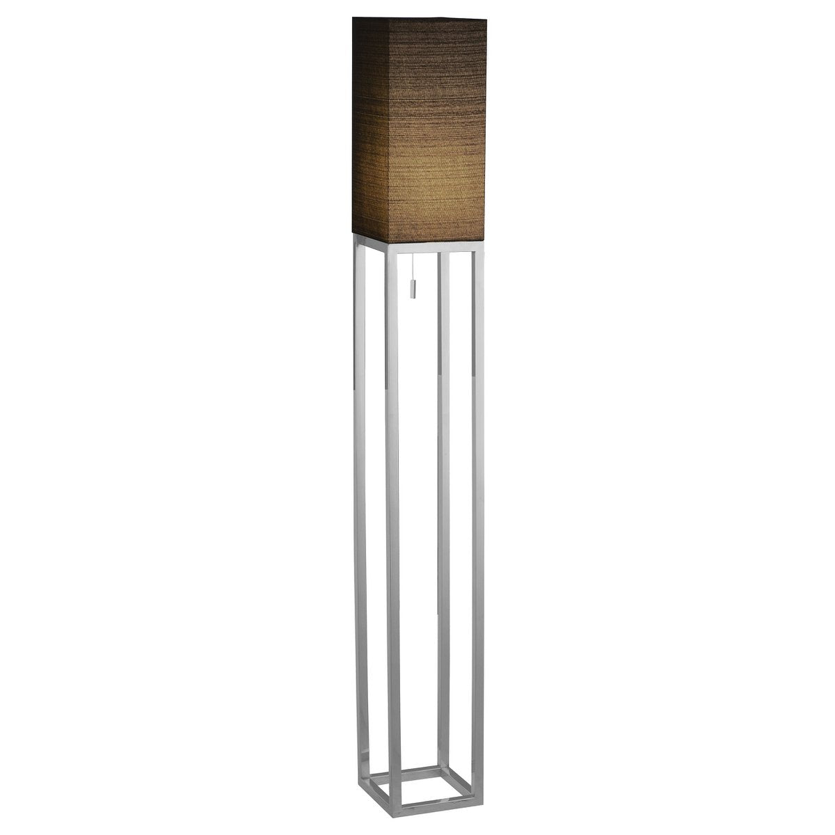 Standing lamp "Alfa", modern floor lamp made of metal and textile in chrome/dark gray, with E27 socket, 150.5 cm high, chic lamp for hallway, living room and office