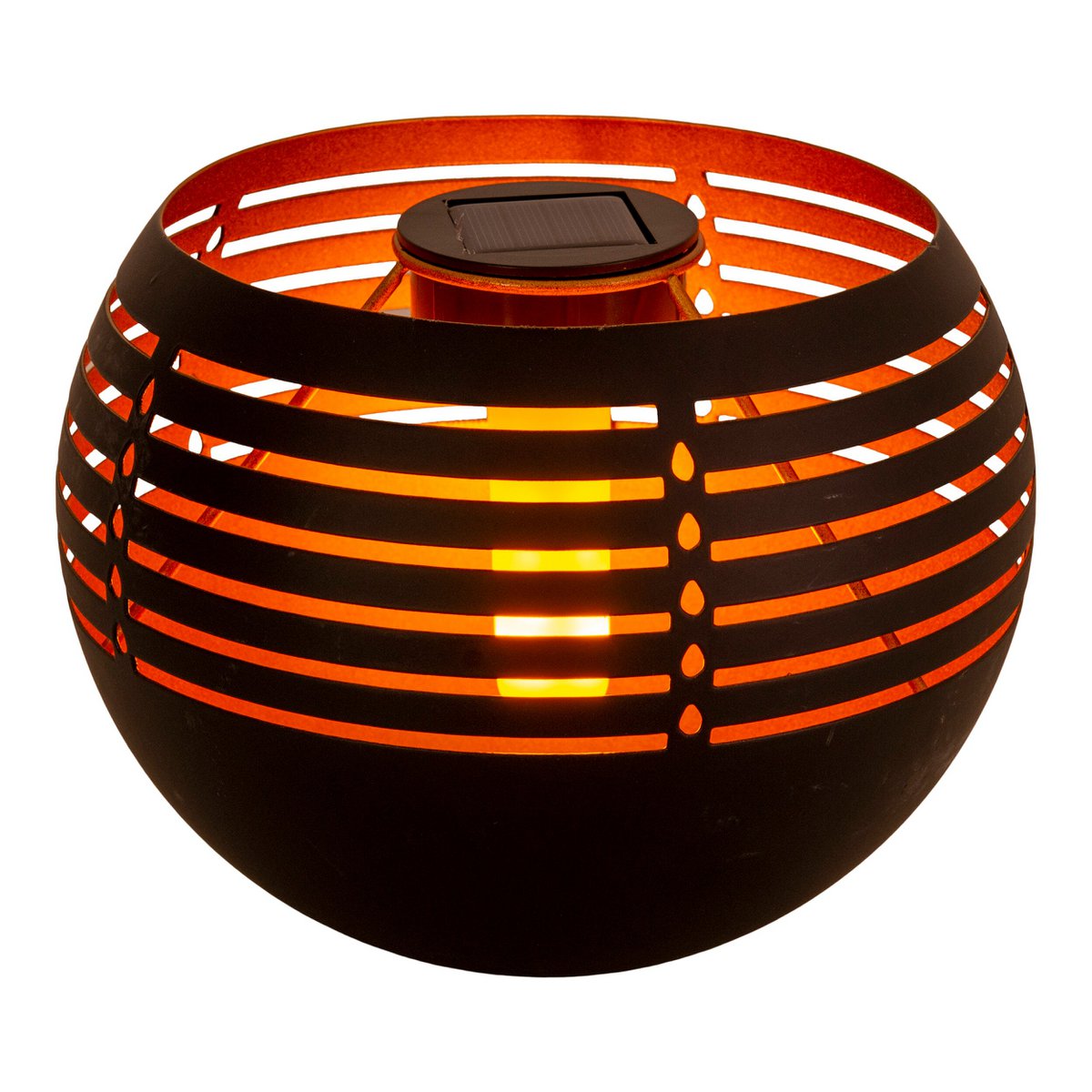 LED decorative-solar table light, 16 cm high for outside, made of black metal and plastic, with integrated LED