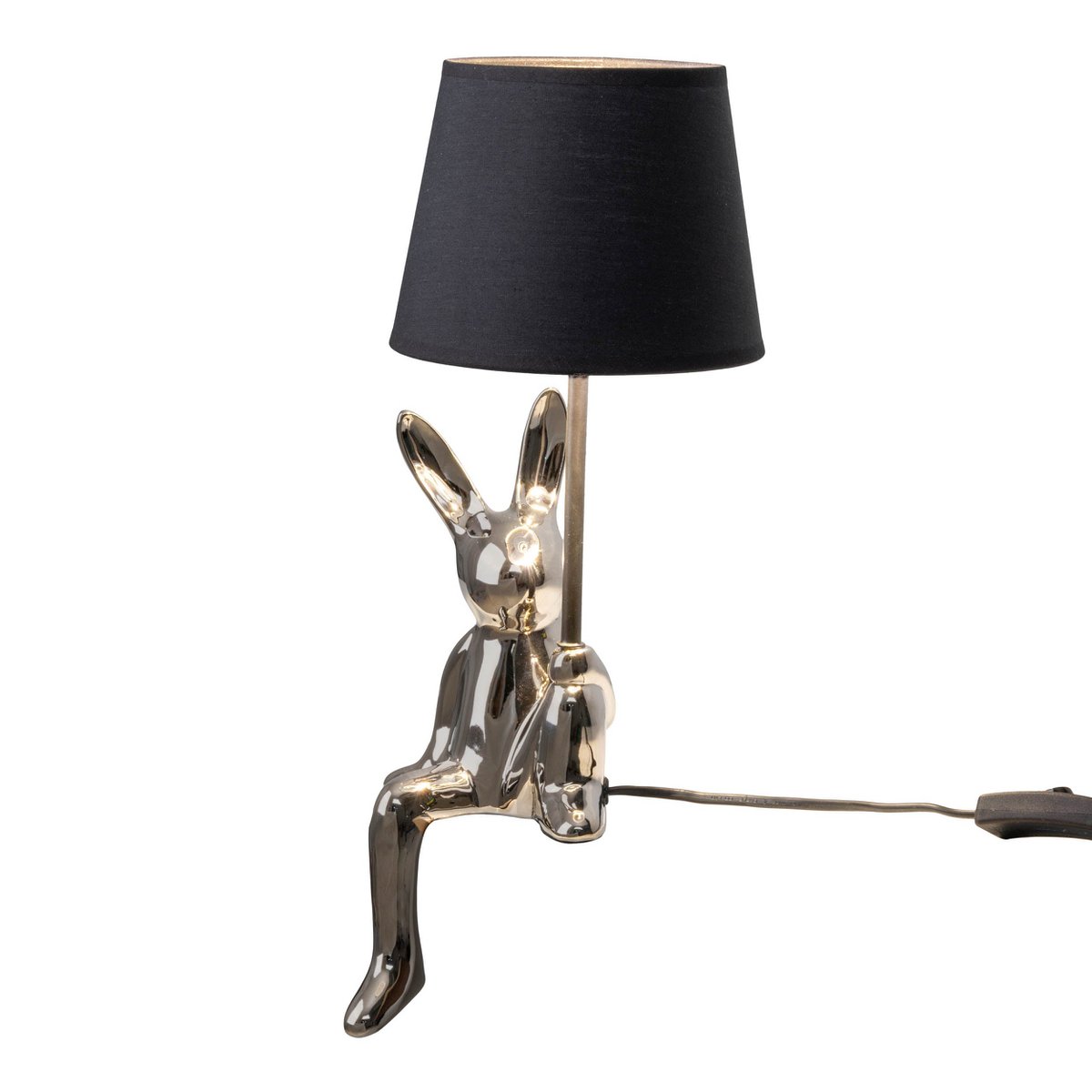 Table lamp "Helge" Ø 18 cm, height approx. 45 cm, made of ceramic in black and silver, black text blades