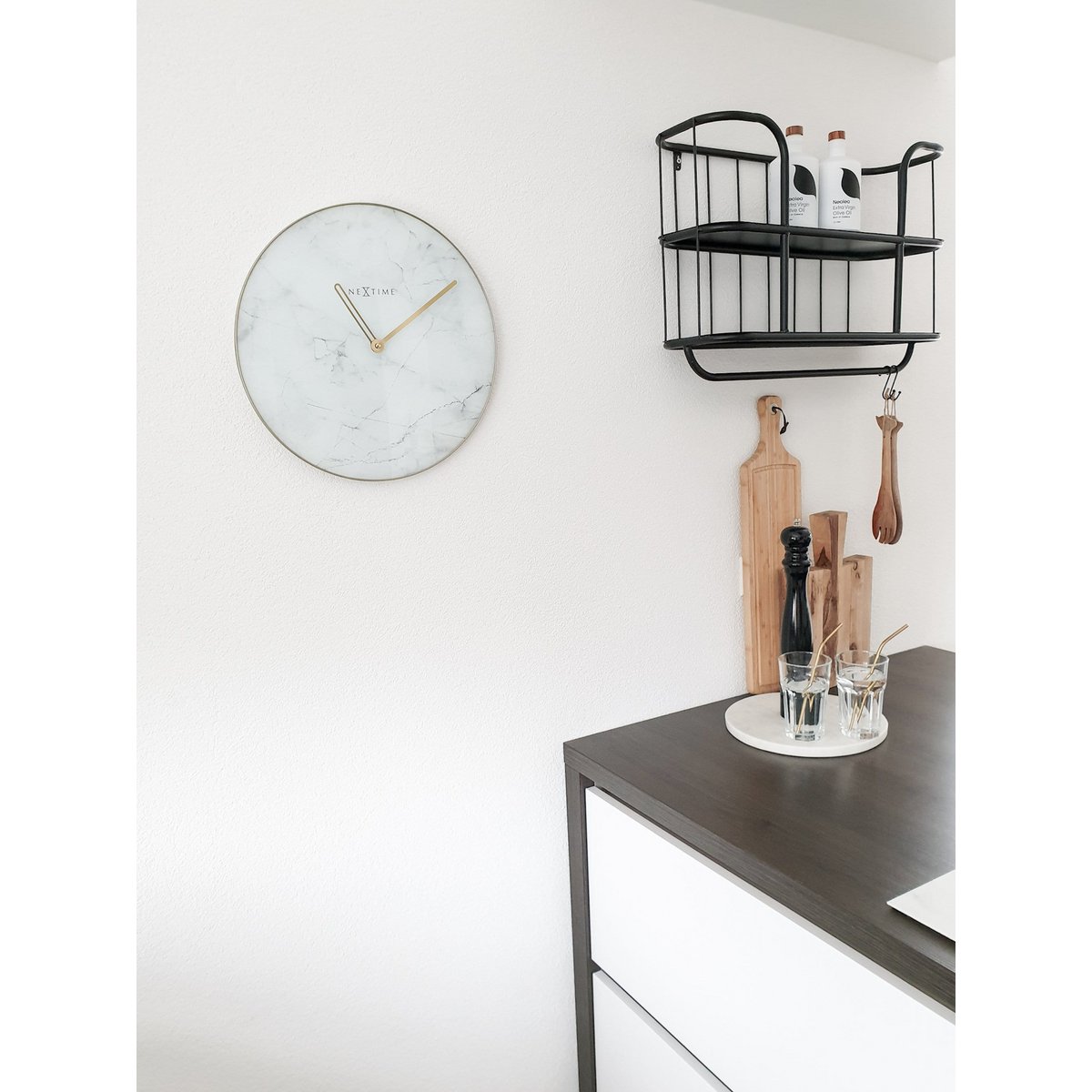 Wall clock - 40 cm - Glass / Metal - 'Marble'