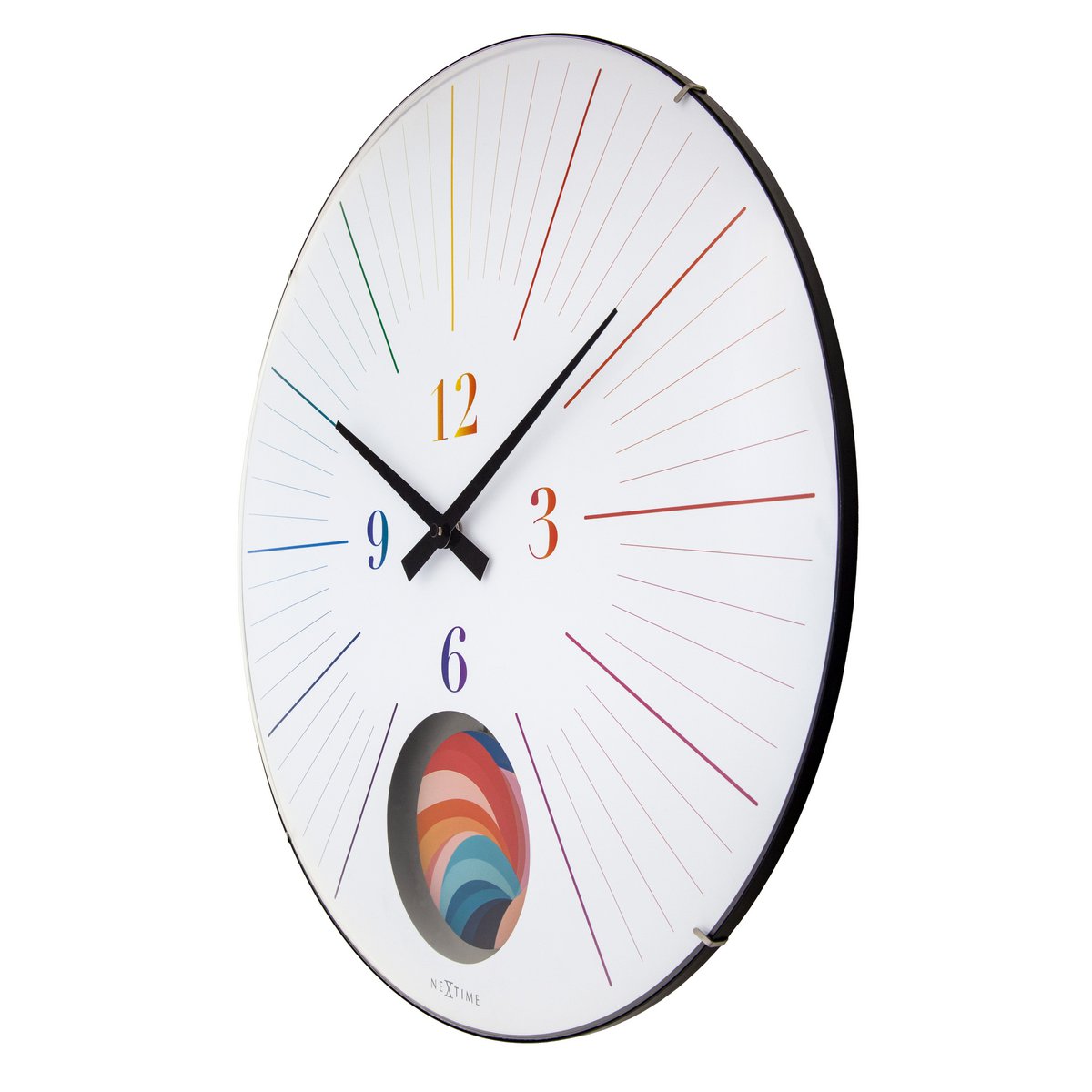 Large Wall Clock 50cm Domed Glass Lens-Silent-Pendulum-NeXtime 'Duomo 50 Pendulum'