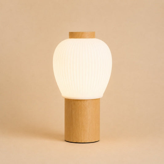 Lot Ljusbrun Trälampa