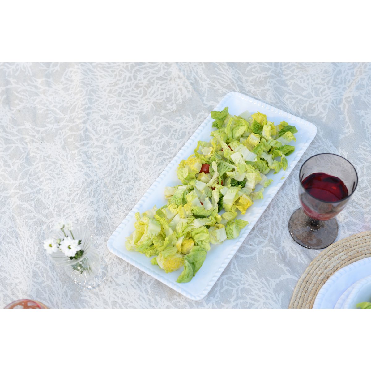 Rectangular white melamine tray rope 43.5x21x2.5cm