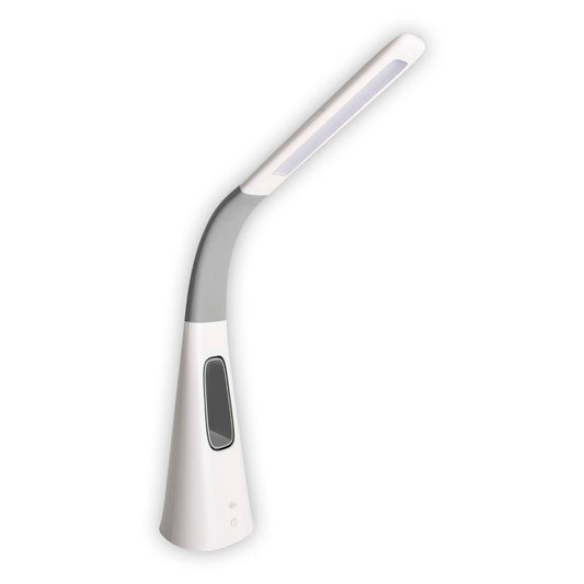 LED-bordslampa "Ventu" med fläkt, med touch, dimbar, av vit plast, fast inbyggda lysdioder, 40 cm hög