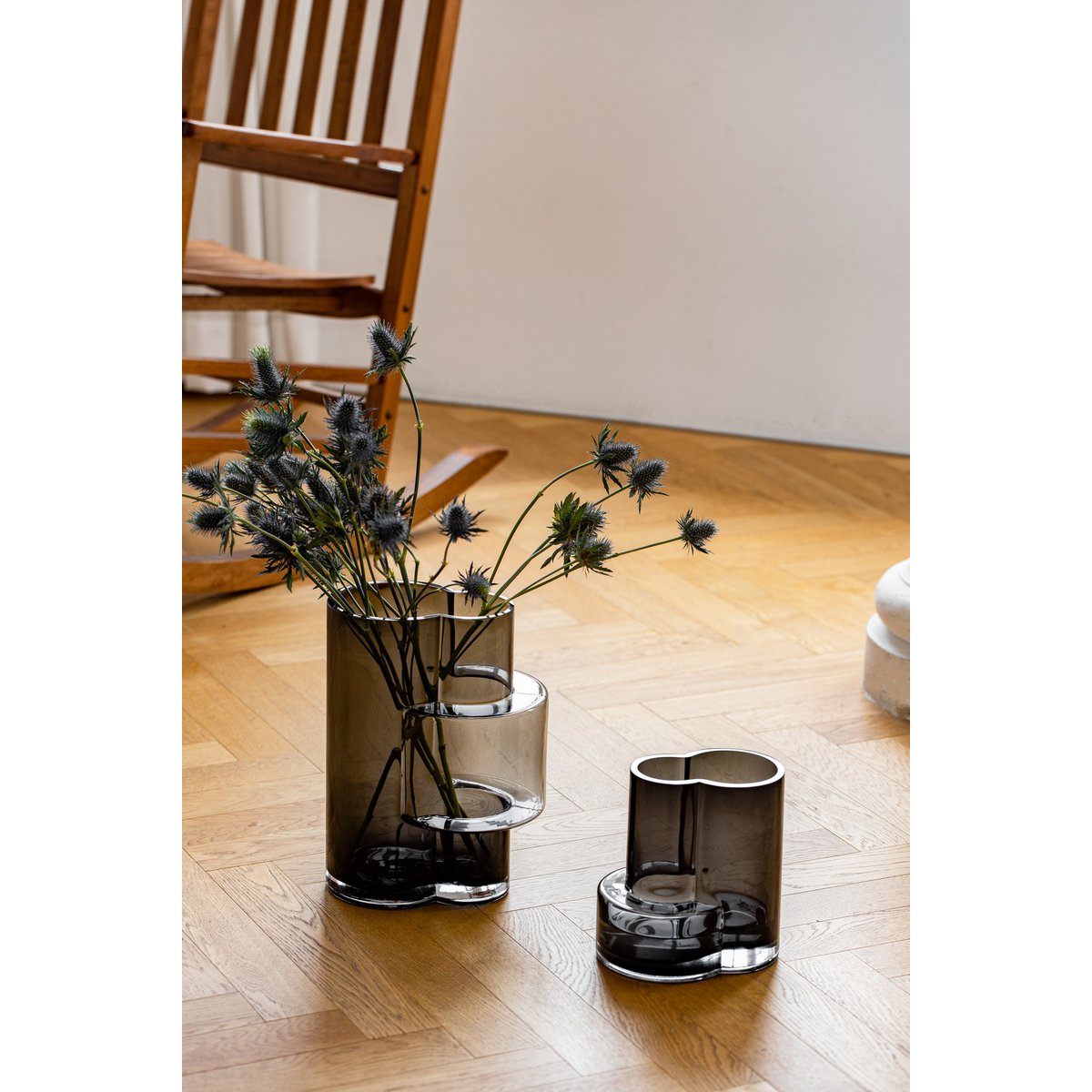 Innovative modernist tall vase, top design, constructivist FUSIO 32 Gray
