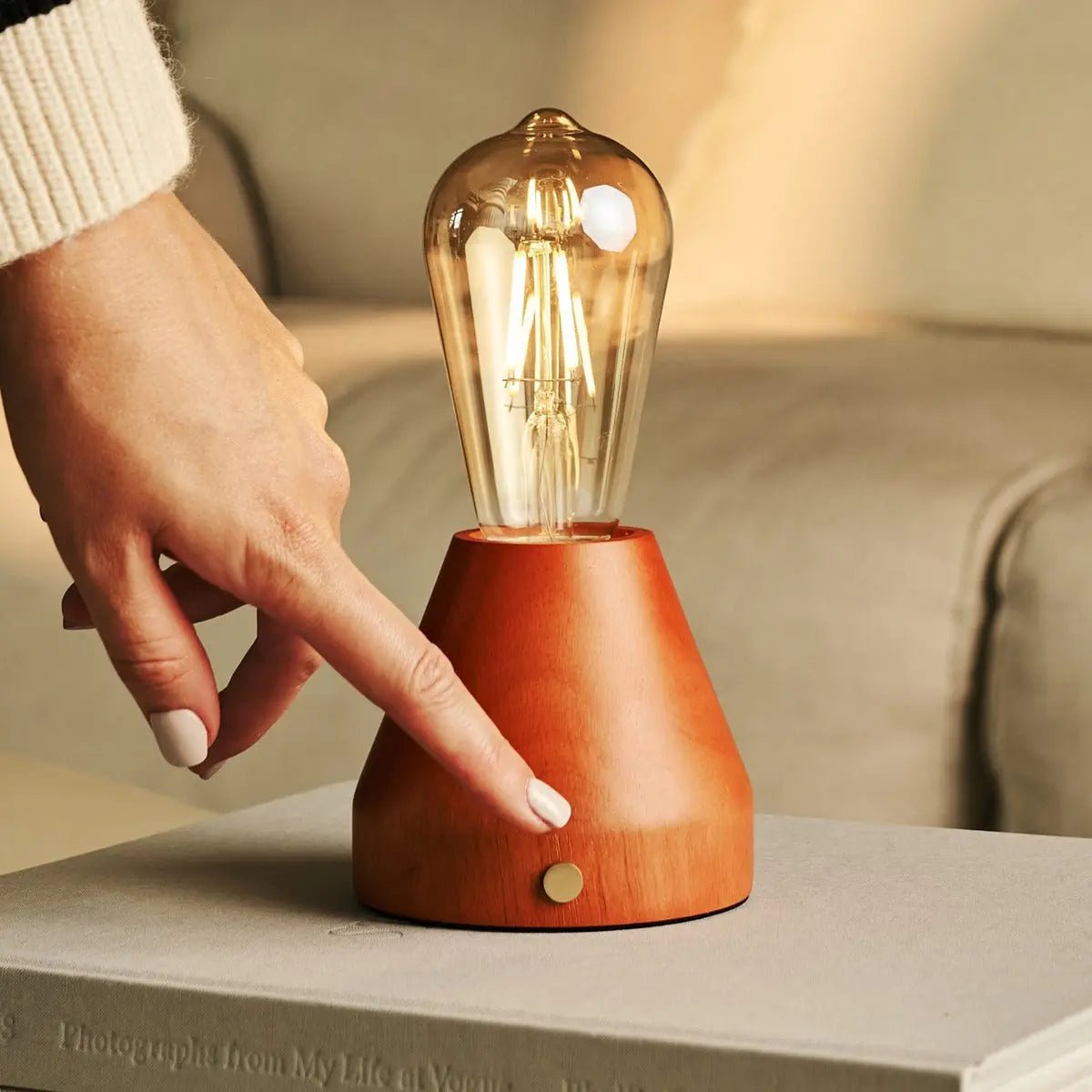 Zavi Chestnut Brown Rechargeable Table Lamp