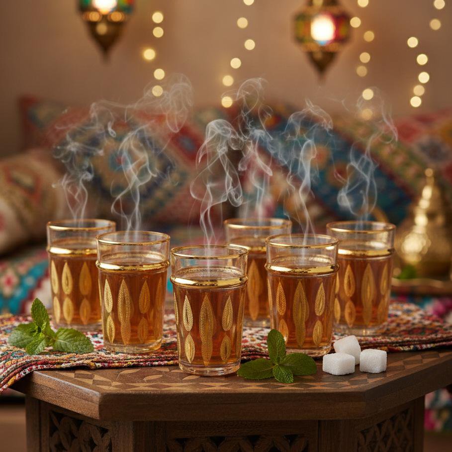 Oriental golden tea cups - Lot of 6