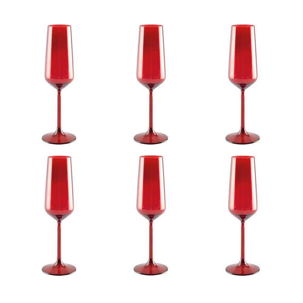 Röda champagneglas – 6-pack