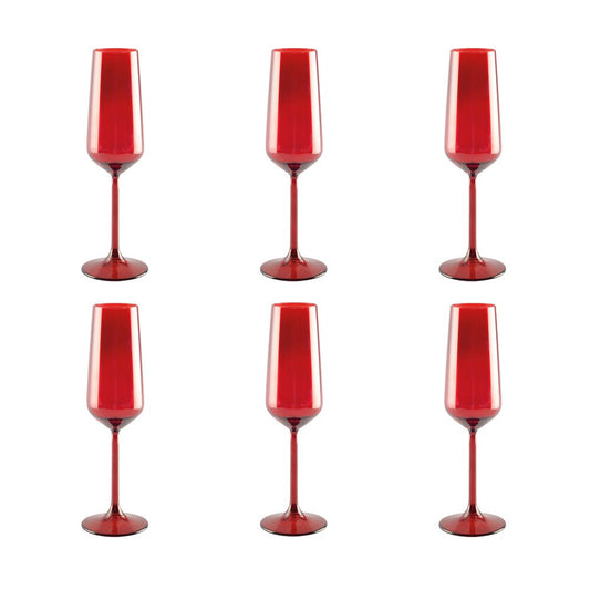 Röda champagneglas – 6-pack