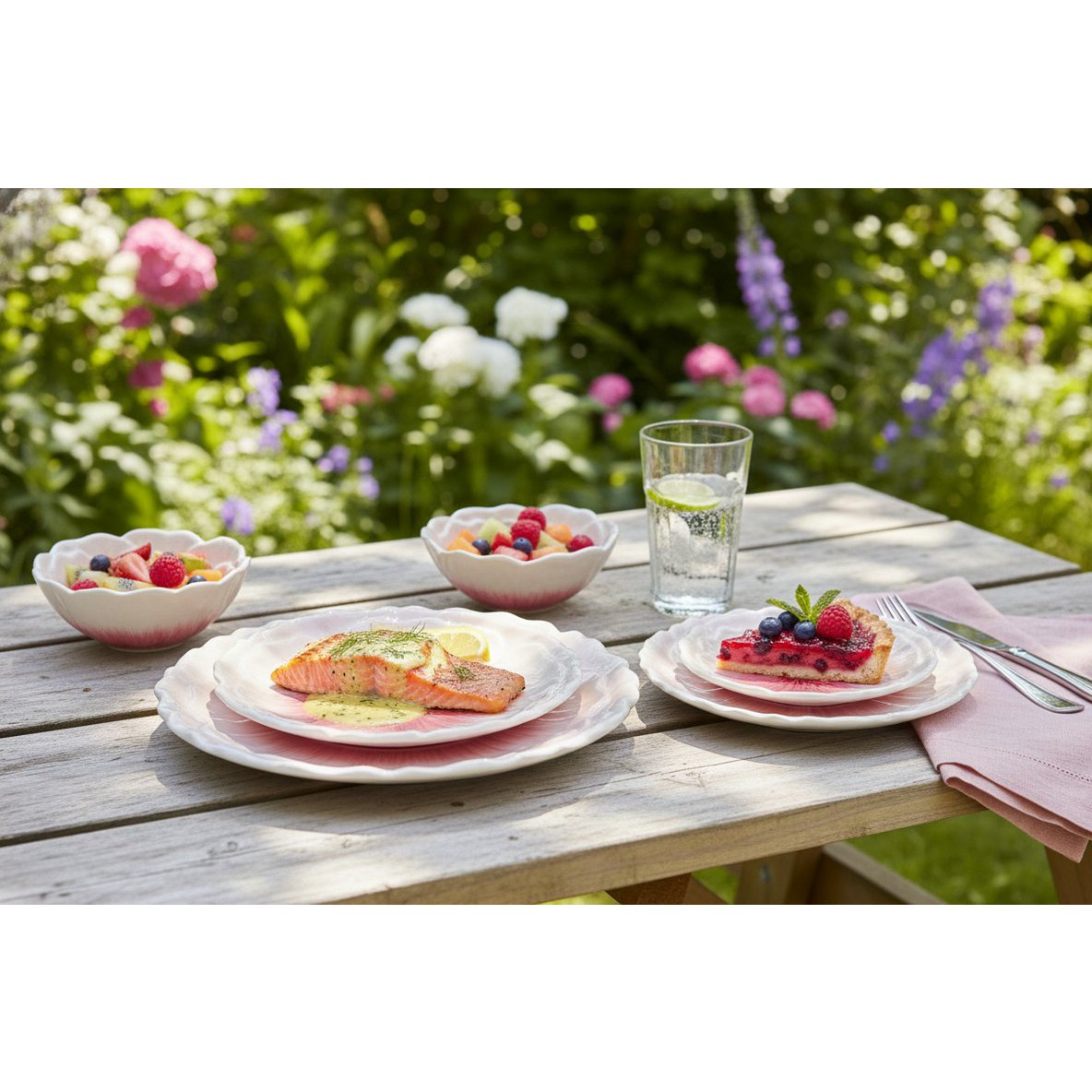 Capri pink dessert plate 20.5x20.5x2.5cm
