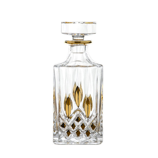 Whiskeykaraff i glas med guldfärgade detaljer 700 ml