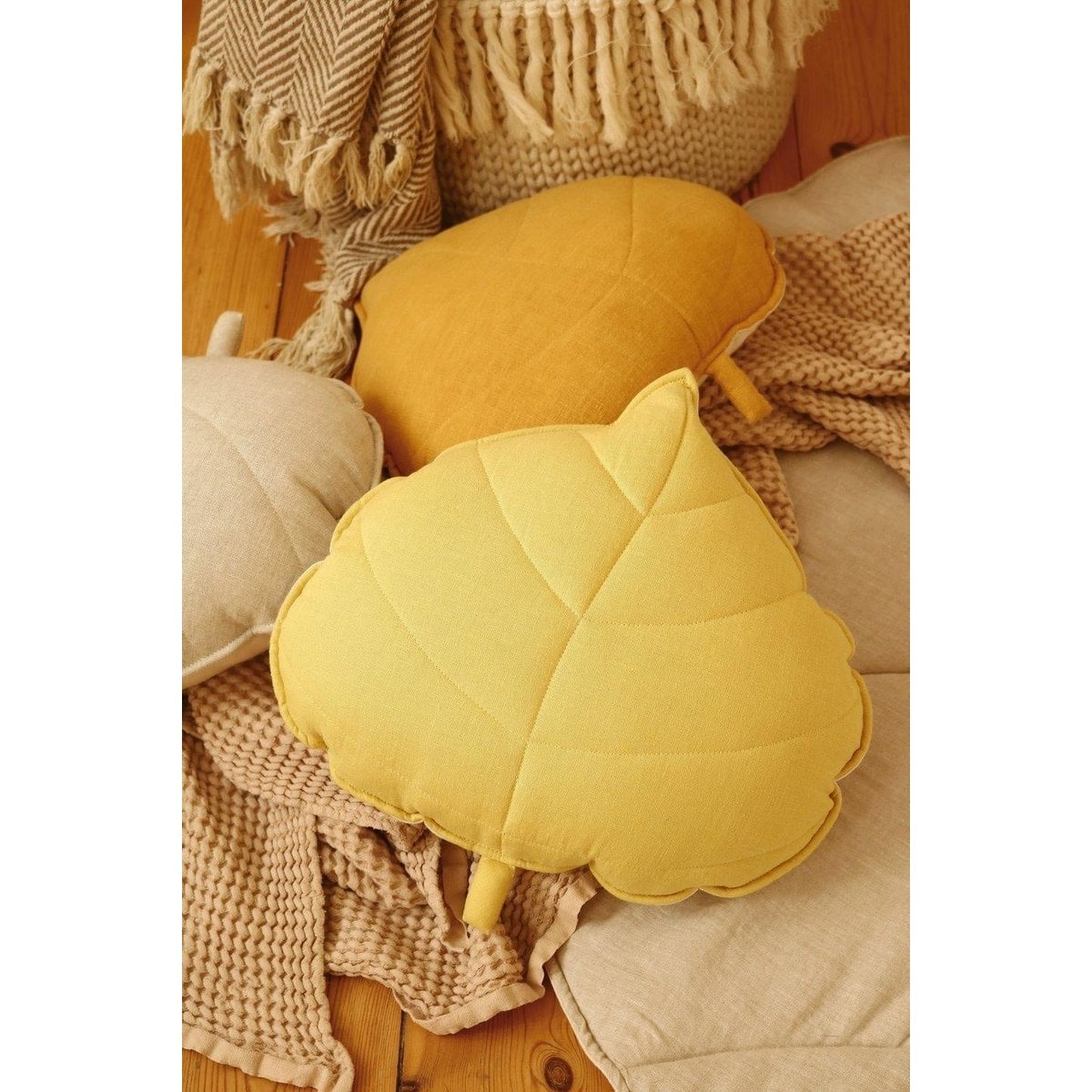 “Honey” Linen Leaf Pillow
