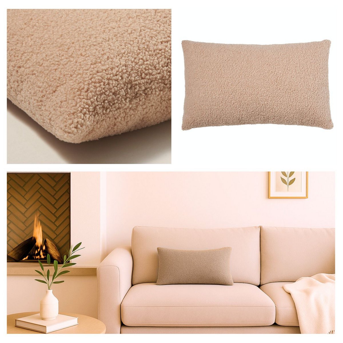 Decorative Cushion Teddy Beige 30x50 cm