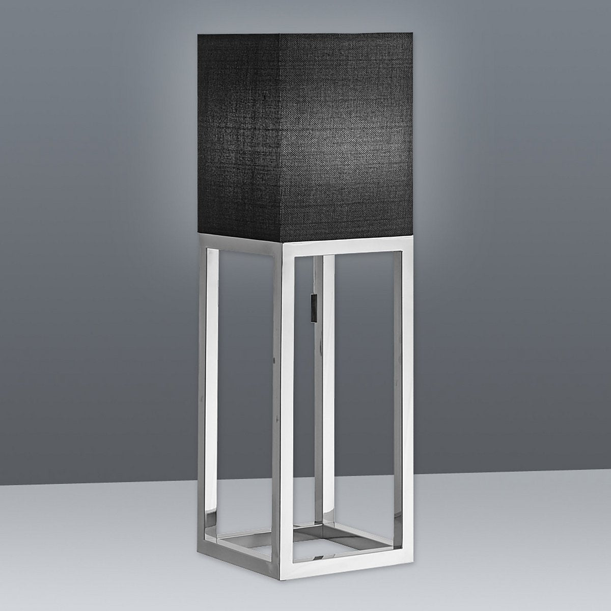 Table lamp "Alfa", modern metal table lamp and textile in chrome/dark gray with E27 socket, 65 cm high, chic lamp for hallway, living room and office