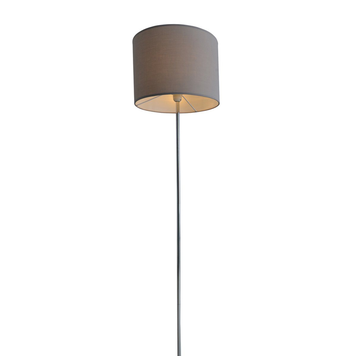 Golvlampa "New York", klassisk golvlampa i metall med textspridare i grått, med E27-sockel, 160 cm hög, perfekt för vardagsrum, matsal, hall och kontor