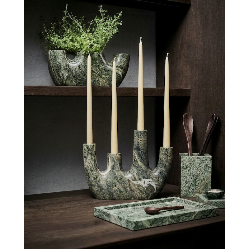 The Bidasar Marble Vase - Green - High