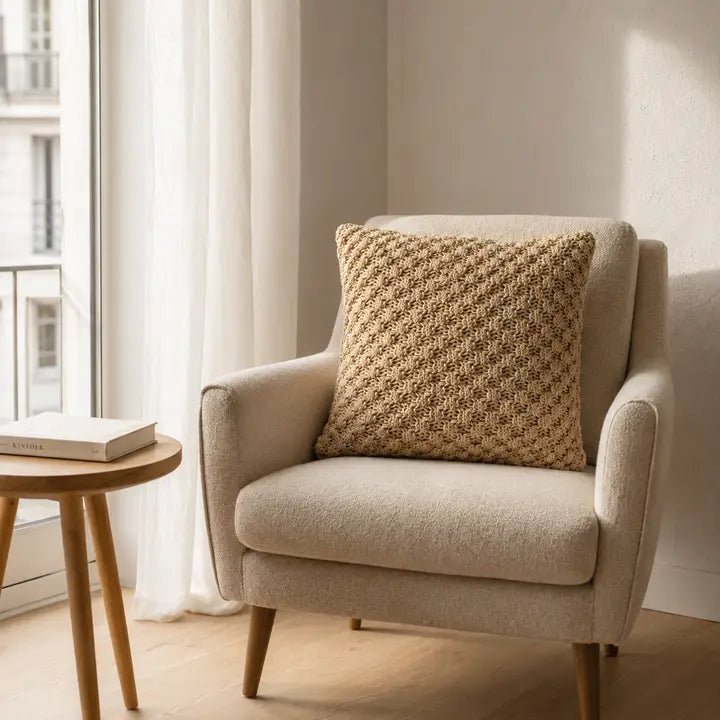 Urbane Hide – Khaki Popcorn Knit Cushion Cover, 45×45cm