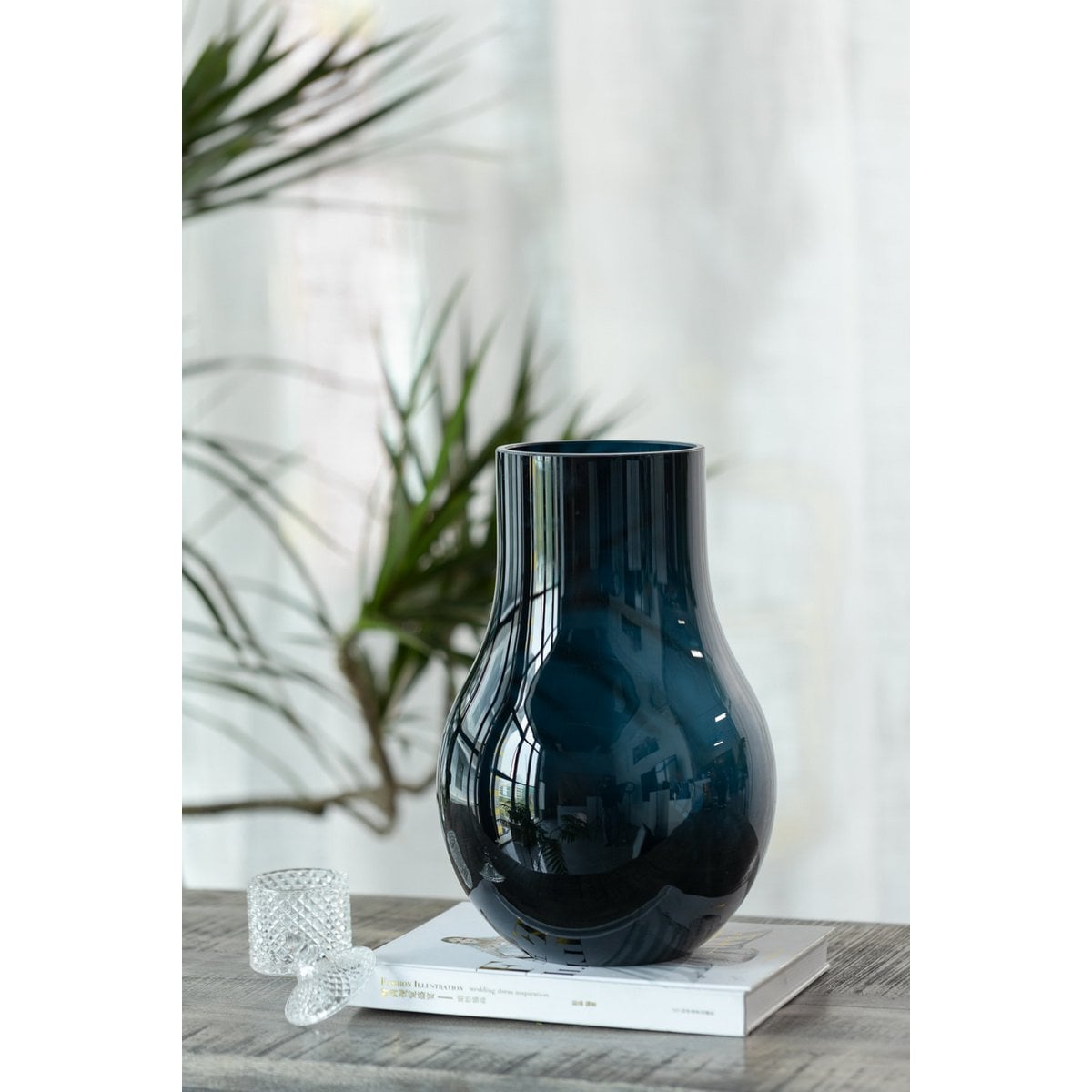 TOP selling glass vases: modern elegant large vase in deep blue quality glass, DAVOS15