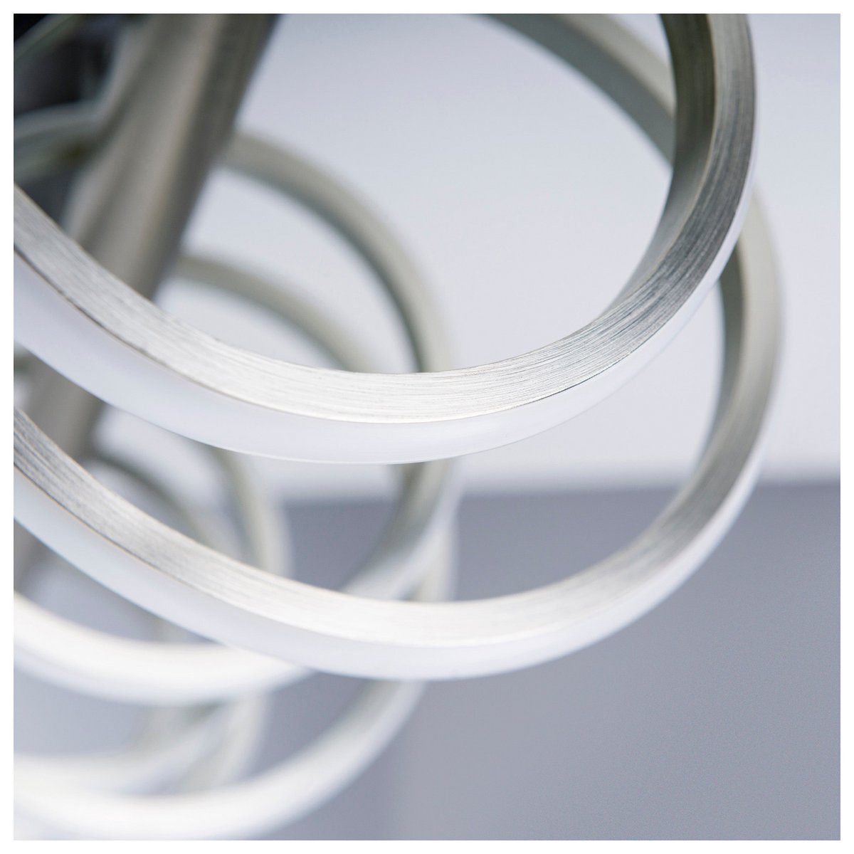 LED ceiling lamp "Belleza", modern metal ceiling lamp and plastic in nickel matt and white, with firmly built -in LEDs, 100cm long. The ideal lighting for living room, dining room or kitchen.