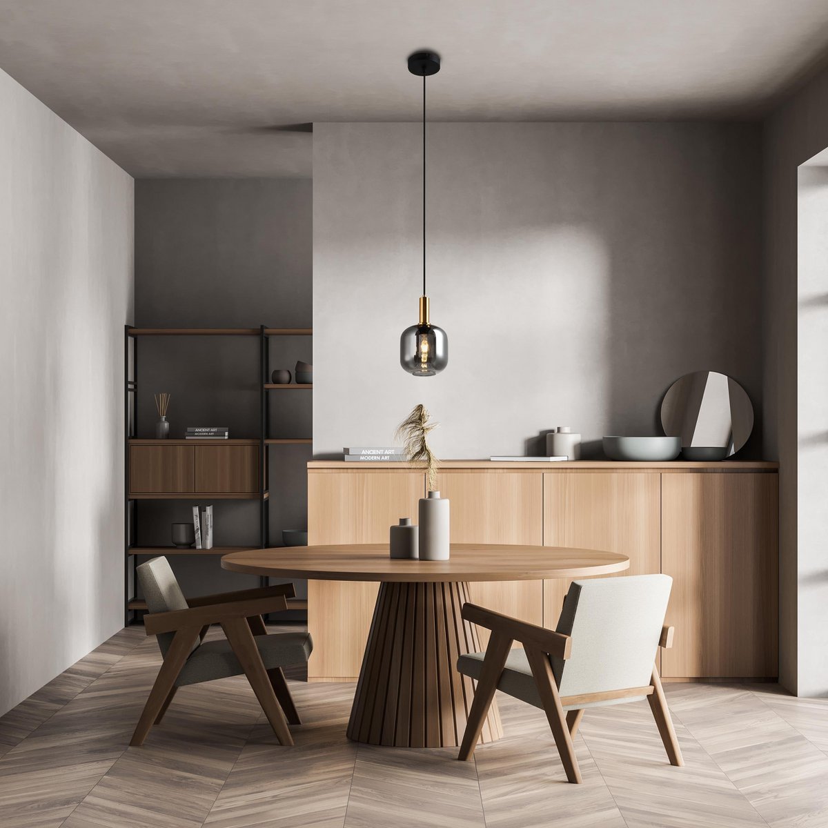 1er Pendelleuchte "FUMO", Pendellampe aus Metall und Glas in Schwarz,, mit E14-Fassung, für Esszimmer, Wohnzimmer, Diele oder Büro, Hängelampe 150 x 20 cm