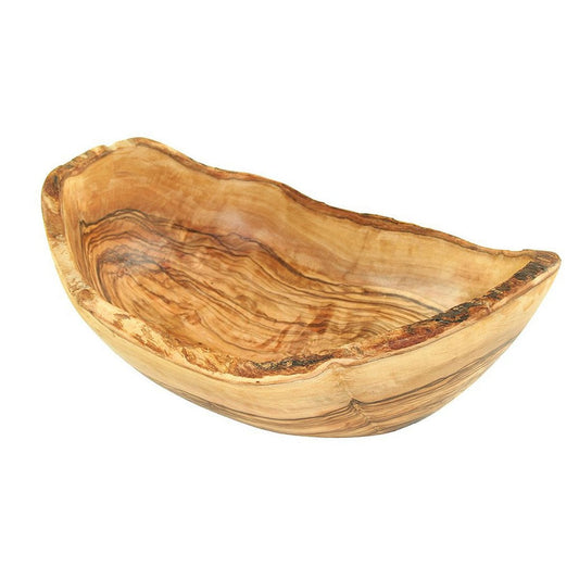 Fruktskål rustik kant (längd: 25 - 29 cm) av olivträ