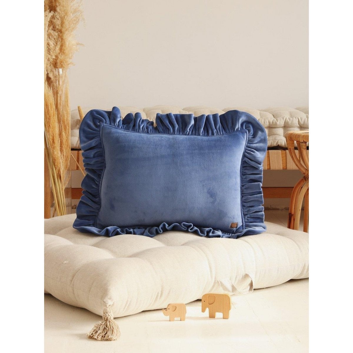 Soft Velvet Pillow with Frill “Sapphire”
