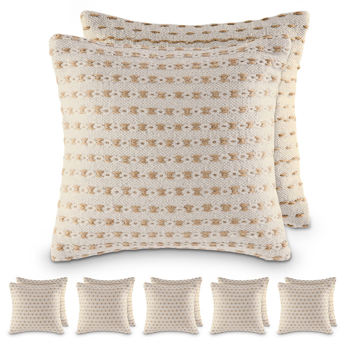 Prydnadskudde 40x40cm prydnadskudde 12-pack 2 x 6 PU soffkuddar bomull och naturlig jute