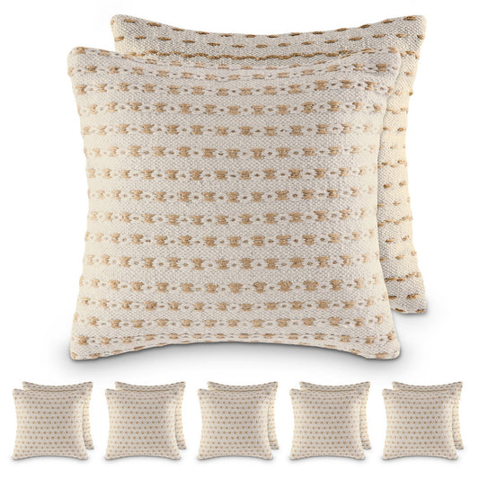Decorative cushion 40x40cm decorative cushion 12-piece set 2 x 6 PU sofa cushions cotton and natural jute
