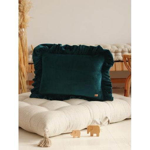 Soft Velvet Pillow with Frill “Emerald”