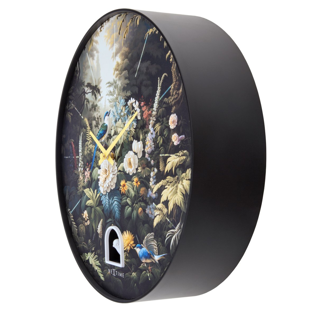 Wall clock 30cmØ - Plastic - Black - Cuckoo - NeXtime 'Vanity Cuckoo'